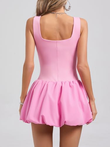 Image of Milumia Women's Square Neck Bubble Mini Tank Dress Short Party Club Dresses