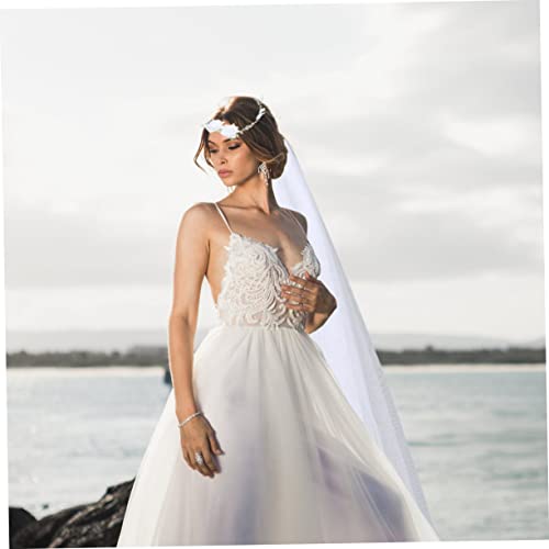 Yyboes Wedding Shower Dress For Bride Bridal Veils For Wedding Head Scarf Headband Bohemia Flower Bridal Shower Veil Headband Flower White Women Wedding Veil Flower Bridal Veil Korean #TOP18