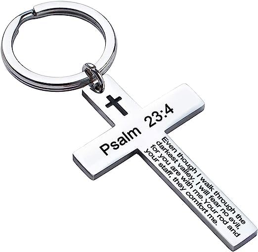 Retailing Devil’s Father’s Day Gifts – Cross Keychains Stainless Steel Religious Key Rings Bible Verse Keychain Jewelry