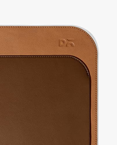 Image of DailyObjects Dart Large Premium Vegan Leather Desktop /Laptop Desk Mat for Work from Home /Office /Gaming | Cable Organiser & Hideway Storage | Extended Mousepad & Water-Resistant - Tan - Model - R1