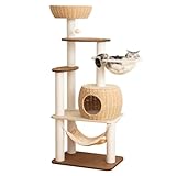 キャットタワー 据え置き おしゃれ 大型 高さ144cm 大型猫 木製ボードにベルベット張り 手編みカゴ 耐久性 シニア猫 モフモフ 人気 隠れ家 登りやすい 省スペース 簡単組立 インテリア性 多頭飼い スリム 夏冬兼用 見晴台付き 猫タワー 宇宙船 クリアボウル 安定性 中型猫 成猫 爪研ぎポール サイザル麻 ハンモック コットン紐 安定 運動不足解消 布張り