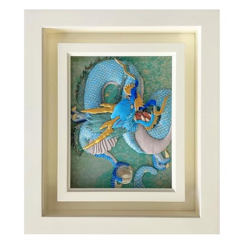 [雲龍風虎堂]押絵『水龍』(小)[No.200]/ 伝統工芸 額入り ドラゴン 水晶 パワーストーン インテリア ご贈答 千葉県