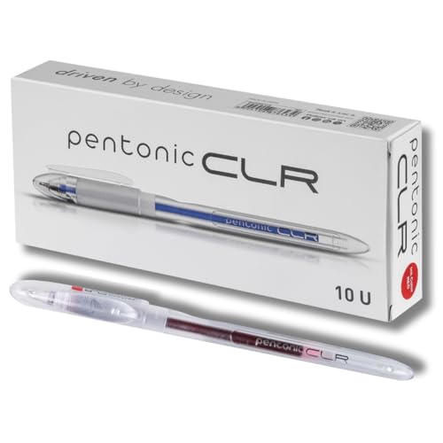 Image of Pentonic 0.7mm CLR Ball Pen | Transparent Body, Red Ink (Pack of 10)