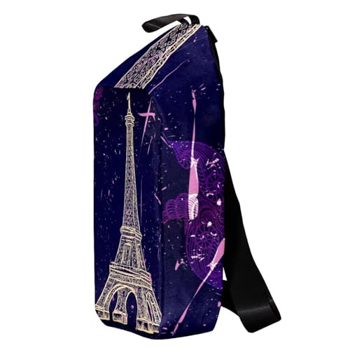 Mochila de senderismo bandolera con diseño multicolor de la Torre Eiffel para viajes 4