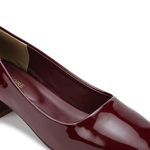 Image of Marc Loire Women Square Toe Solid Block Heel Pumps for Office, Party and Formal Wear
