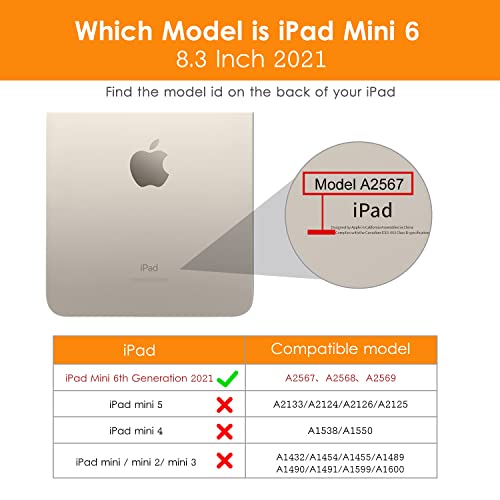 Dtto Ipad Mini 6 Case 8.3 Inch 2021, Premium Leather Business Folio Stand Case Blossom With Protective Soft Translucent Frosted Back Case Ice Blue #TOP1