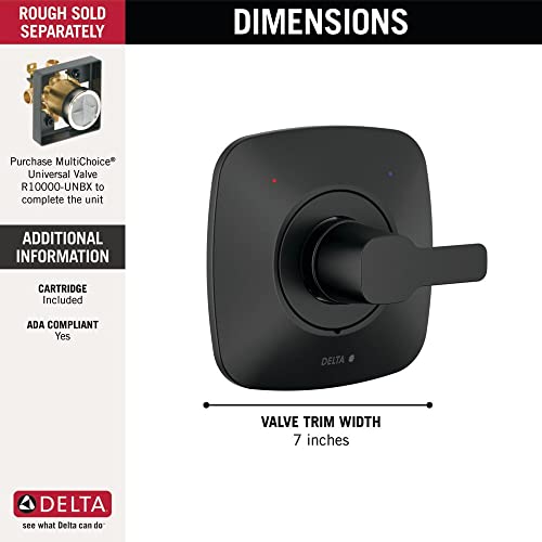 image for Delta Faucet Modern Matte Black Shower Valve Trim Kit for Black Shower