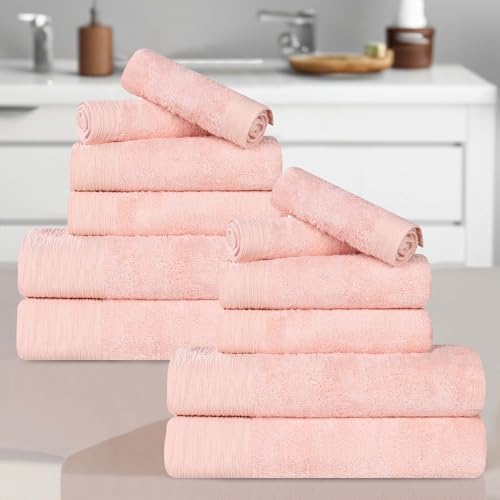 Superior Rayon from Bamboo Blend 12-Piece Towel Set, Luxury Quick...
