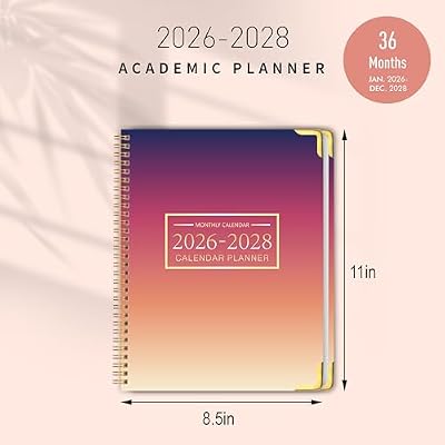 Monthly Planner 2026-2028, 2026-2028 Calendar 36 Months, 8.5 x 11, Jan 2026- Dec 2028,Metal corner protectors with Spiral Bound, 3 Years Academic Planner Perfect for School & Office for Women & Men