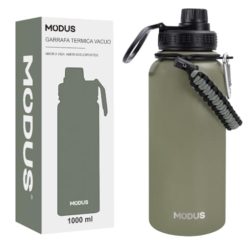 MODUS Garrafa Térmica Esportiva De Aço Inoxidável Com Isolamento A Vácuo De 1000ML (Verde Oliva)