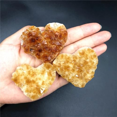 Stone 1PC Citrine Yellow Quartz Crystal Cluster Heart Shaped Gemstone Stones Decoration(70-80mm) Gemstone Stone