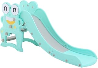 Toddler Slide Cartoon Frog Kids Folding Slide, Outdoor Indoor Plastic Slide Playground Toddler Climber Slide Playset, 4 Colors (Color : Blue)