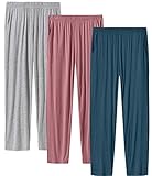 MoFiz Women's Pyjamas Trousers Bottoms Ladies Soft Comfy Casual Yoga Pajama Lounge Pants PJ Bottoms (Grey, light-blue, Purple) Size XL