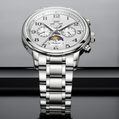 Image of OLEVS Automatic Watches for Men Luxury Skeleton Multi-Function Mechanical Watch Self Winding Date Waterproof Luminous Mens Watch