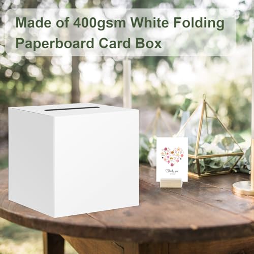 Image of White Card Box Raffle Box Cardboard Receiving Money Box Holder for Graduation, Valentine's Day, Wedding Reception, Baby Showers, Anniversary, Birthday, Party
