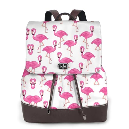 Sac à dos pour ordinateur portable EdWal en cuir imprimé flamant rose noir taille unique pour femme