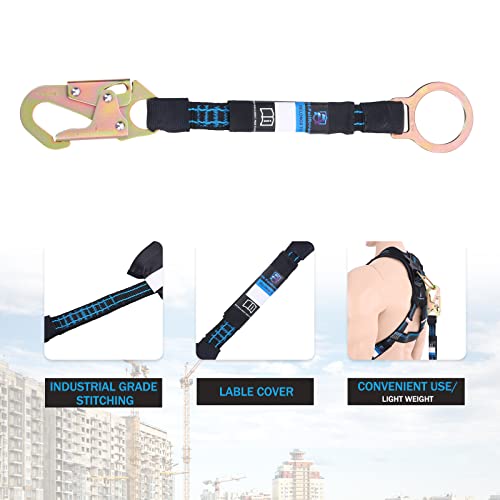 Image of 18 Inch D Ring Extender with Galvanized Steel Self Locking Snap Hook and O Ring，Heavy Duty Fall Protection Safety Harness Extension Lanyard，For Construction & Roofing, OSHA /ANSI Compliant