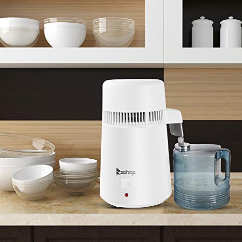 4L Water Distiller, Countertop Distilled Water Machine w/Container BPA-Free, 750W Water Purifier Machine Stainless Steel Interior, Water Filter Machine Distilling Pure Water Maker for Home Humidifier