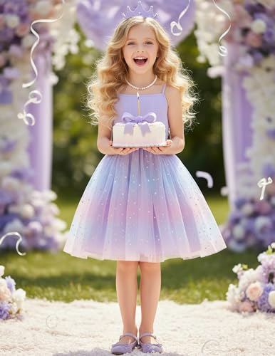 Image of PATPAT Girl's Tulle Dress Tutu Party Birthday Poster Formal Fancy Flower Princess Dresses