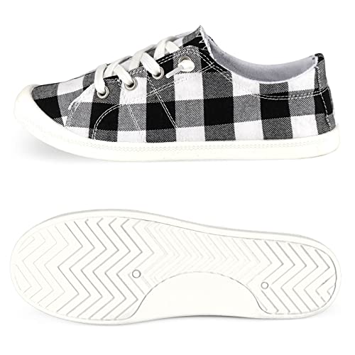Image of Hxlber Women's Low Top Sneaker - Round Toe Comfort Casual Canvas Shoes Fashion Sneakers for Walking for Women