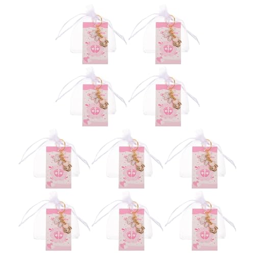 Holibanna Llaveros y Etiquetas Huella para Shower Niña, 40 Piezas en Color Rosa, Incluye Bolsas para Regalos, Decoraciones para Fiesta y Agradecimientos a Padres Primerizos