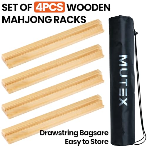 Mutex Set de 4 Racks de Madera Natural para Mahjong miniatura 5