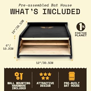 Wildyard Bat House for Outdoors - La Maison Complète pour Chauves-Souris pour l'extérieur - Nettoyez Votre arrière-Cour des moustiques - Boîte à Chauves-Souris sans Peinture à l'intérieur