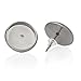 PEPPERLONELY Brand 15 Pair Stainless Steel Stud Earring Cabochon Setting Post Cup (Fit 10mm dome) with Stoppers 13x12mm