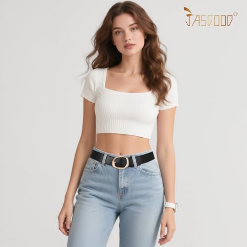 JASGOOD Women Leather Belt with Gold Buckle Ladies Fashion Waist Belt for Jeans Pants4