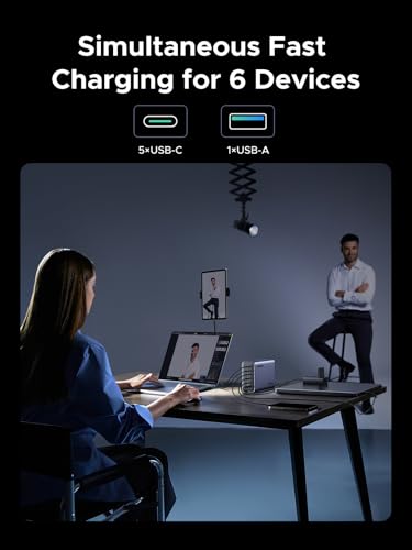 UGREEN Nexode 500W GaN Charging Station, 6-Port USB-C & USB-A with 240W Single Port, Smart Temperature Control & Space-Saving Design for iPhone 17/16/15, Galaxy S25/S24, MacBook Pro/Air, iPad, Laptops