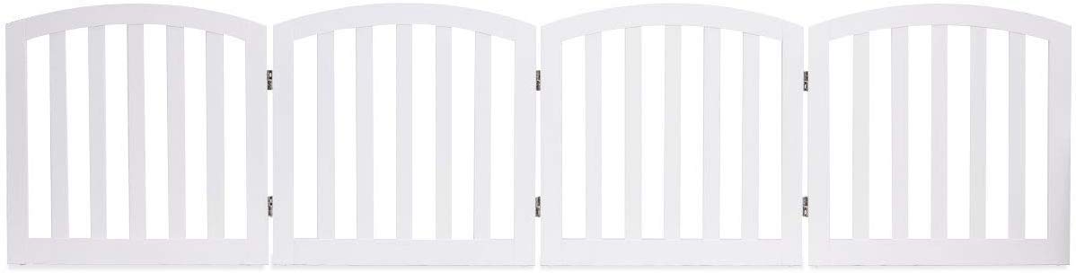 COSTWAY Barrera de Seguridad para Perros Mascotas Valla Protección de Madera Plegable para Habitación Puerta Escalera (Blanco)