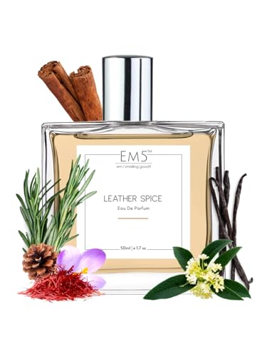 Image of EM5 Leather Spice Perfume for Men | Woody Spicy Oud Leather Fragrance | 50 ml Eau de Parfum Spray | Luxury Gift for Him