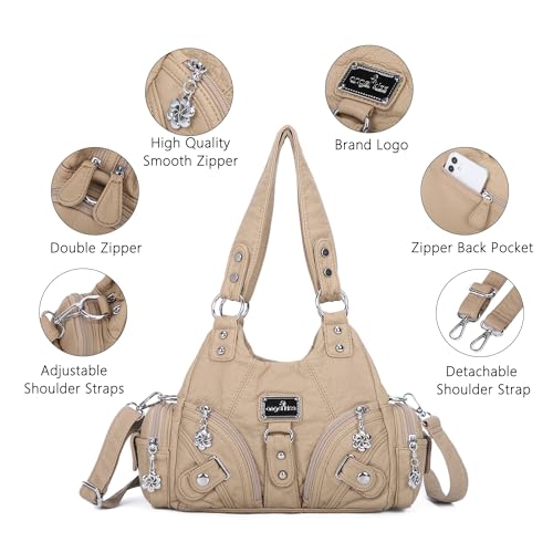 Angel Kiss Purses for Women Small Hobo Shoulder Bags Vagen Leather Multi-Pocket Tote Bag with Zipper4