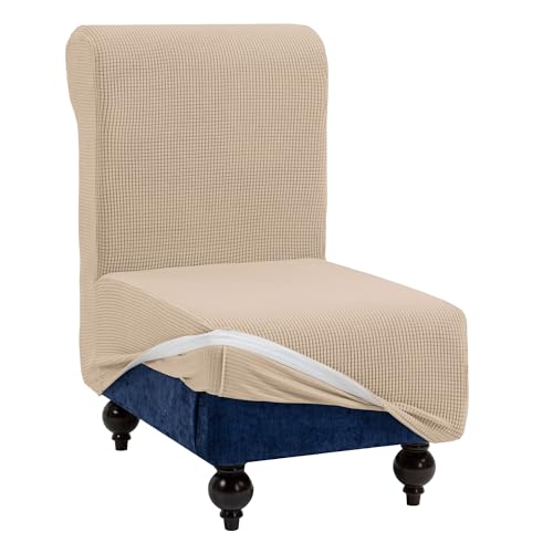 TIANSHU Funda Sofa Cama Sin Brazos Elástica, Fundas de Clic Clac 1 Plazas Sofa Cama Plegable Protector Ajustables Antideslizante Universal para Dormitorio y salón (Arena)