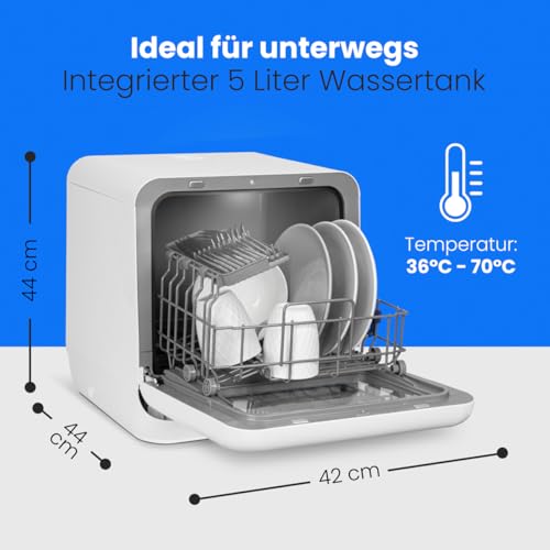 Bomann® Tischgeschirrspüler mit Tank | mit und ohne Wasseranschluss nutzbar | Mini Geschirrspüler leise | 36-70°C | 6 Programme | 42cm breit | Camping Spülmaschine | Mini Spülmaschine | TSG 5704
