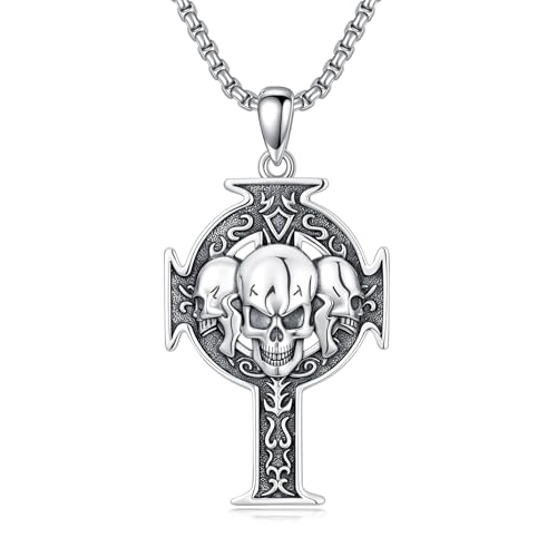 Cadeau anniversaire collier crane en argent 925 et turquoise pour fete et jubile femme homme