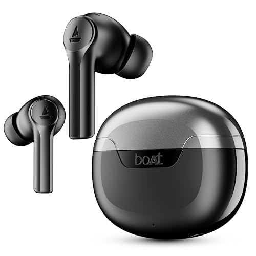 Boat Airdopes 300, Cinematic Spatial Audio, 50HRS Battery, 4Mic AI ENx, Fast Charge, App Support, Low Latency, IPX4, v5.3 Bluetooth Earbuds, TWS Ear Buds Wireless Earphones with mic (Gunmetal Black) view 1