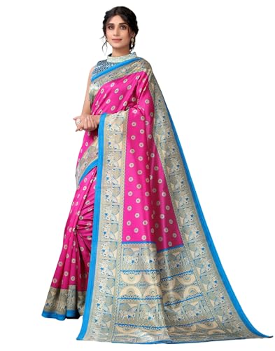 Image of SIRIL Women's Poly Silk Printed Saree With Unstitched Blouse Piece