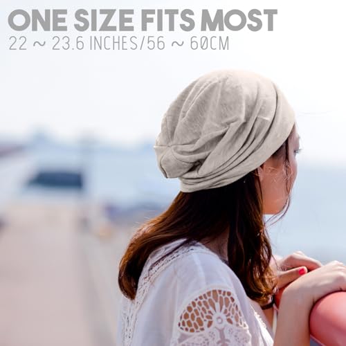 CHARM Mens Summer Linen Beanie - Slouchy Lightweight Knit Hat Slouch Cap Casualbox