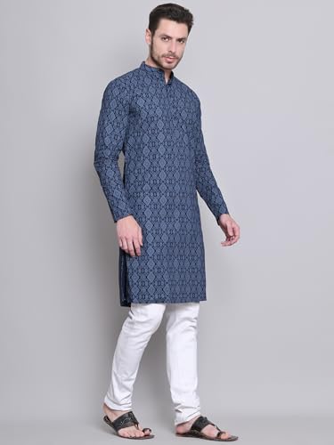 Image of Majestic Man Women's Cotton Regular Fit Casual Ethnic Motifs Printed Mandarin Collar Long Kurta