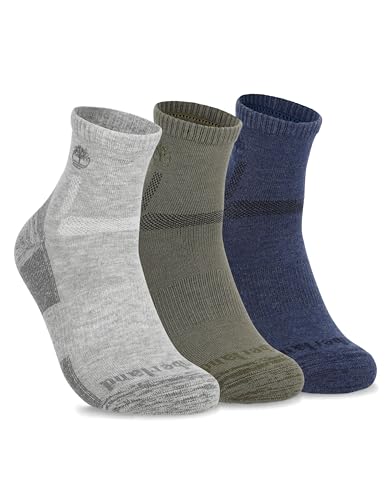 Timberland Men's Hiking, Wool, Winter, Cushioned Low Cut Quarter Socks with Arch Support