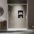 Comfystyle 56"- 60“ W x 74" H Sliding Shower Door, Glass Shower Glass Door with 5/16"(8mm) Clear SGCC Tempered Glass,Brushed Nickel Finish, Reversible Installation