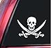 Pirate Skull & Crossed Swords Jolly Roger Vinyl Decal Sticker - White