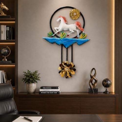 Image of SHREE 'O' GREEN TECH - Handcrafted Metal Running Horse Wall Decor Modern Iron Wall Art Hanging for Living Room Bedroom Hallway Office Hotel Home Decoration