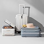 Hanke 20 Inch Carry On Luggage with Wheels PC Hard Shell Suitcase Top Opening Aluminum Frame Travel Luggage Suitcases for Woman Men Gifts.(Ivory White) - Image 2