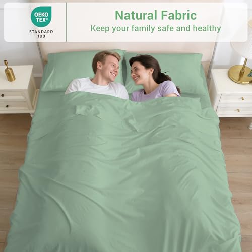 Image of Softan Microfiber Full Sheet Set with Non-Slip Corner Straps, Sage Green | 15 inch Deep Pocket Fitted Bed Sheets, Double Brushed Microfiber, Sheets & Pillowcase for All Season