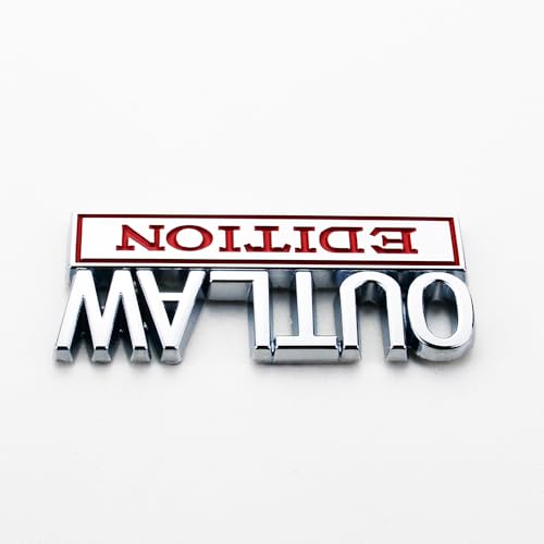 Image of 2Pc Outlaw Edition Emblem 3D Badge Stickers with Double Tape for Cars, Trucks, Motorcycles, Boats (Chrome Red)