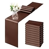 Horbaunal 12 Pack Brown Satin Table Runner 12 x 108 Inch, Smooth Table Runners for Wedding Banquets Birthday Party