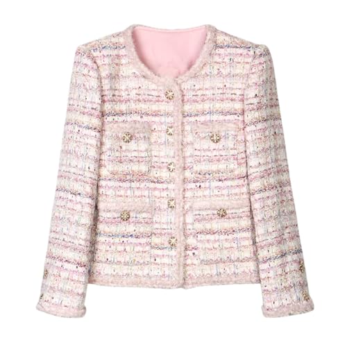 Women's Tweed Coat Long Sleeve Elegant French Socialite Blossom Romantic Tweed Braided Jacket
