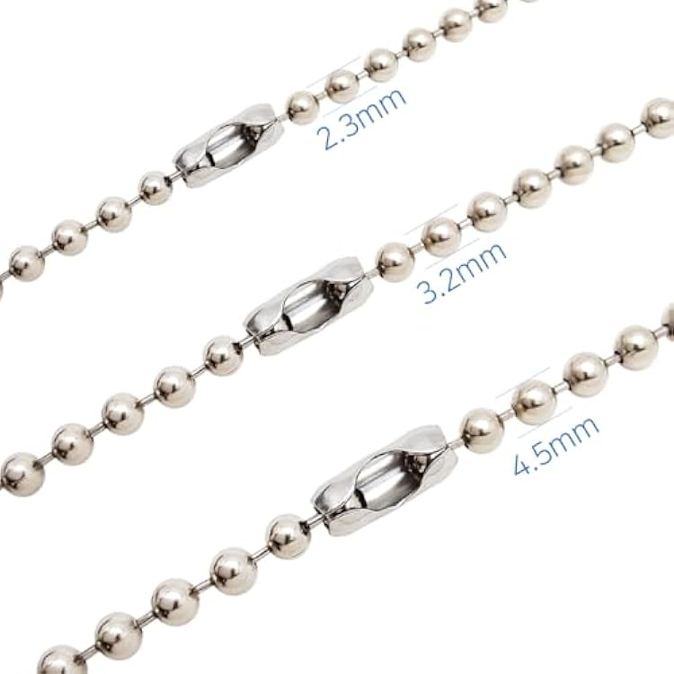 30 Feet 2.3mm Ball Chain with 20 Connectors, Stainless Steel Roll for Dog Tags, Jewelry Making, Keychains, Fan Pulls, DIY Crafts